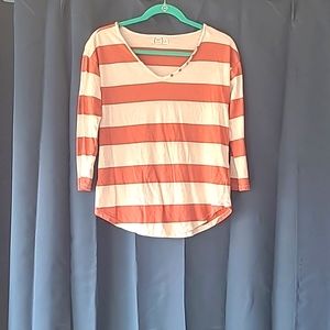 Extra small white and light maroon striped shirt